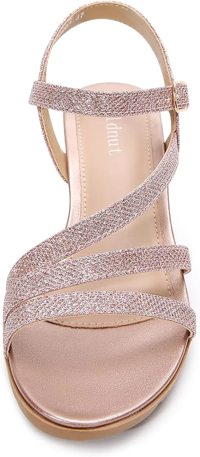Women's Wedge Sandals Dressy, Comfortable Strappy Low Wedges Womens Open Toe Sandal for Summer