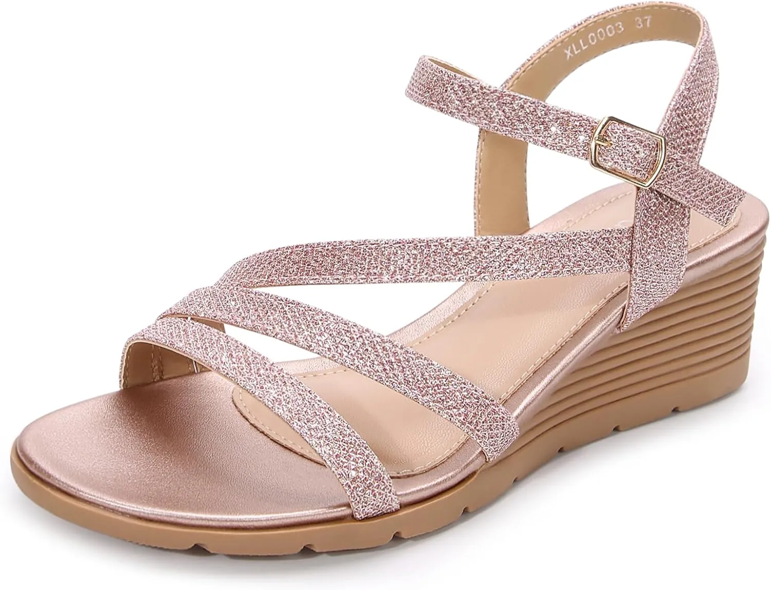 Women's Wedge Sandals Dressy, Comfortable Strappy Low Wedges Womens Open Toe Sandal for Summer