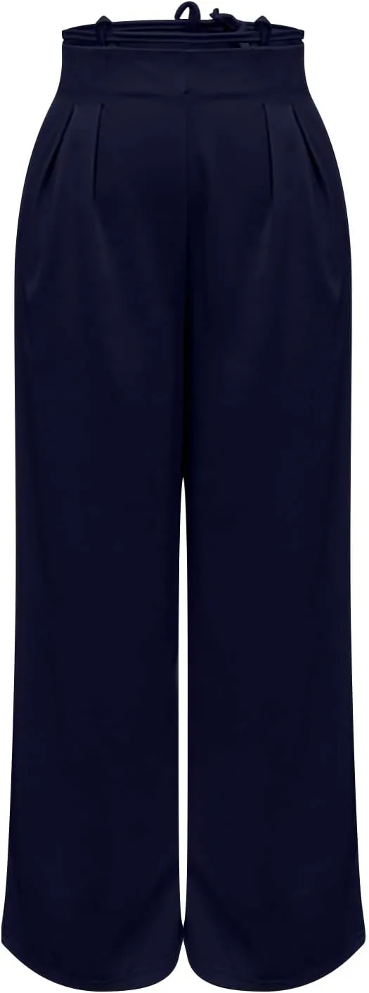 Work Pants Women High Waisted Stretch Wide Leg Dress Slacks Business Casual Suit Trousers Tummy Control Office Bottom