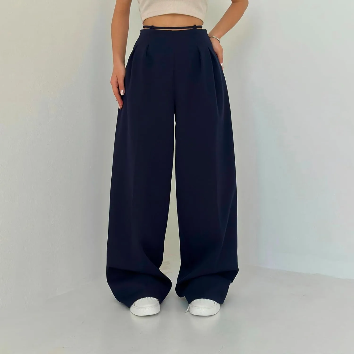 Work Pants Women High Waisted Stretch Wide Leg Dress Slacks Business Casual Suit Trousers Tummy Control Office Bottom