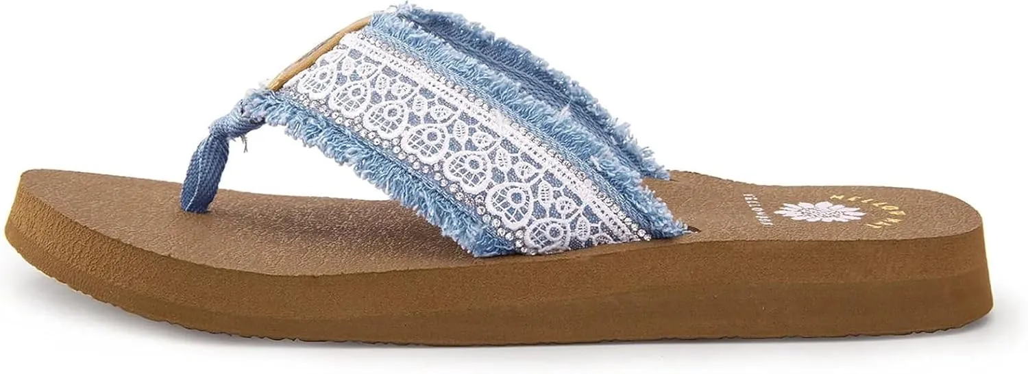 Yellow Box Women's Nara Flip Flop Sandal, Round Toe, 1 Inch Heel, 0.5 Inch Platform, Comfortable Flip-Flop